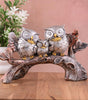 Silver Owl Family Figurine on Tree Branch – Handcrafted Resin Owl Sculpture for Home Décor & Gift (BLACKLUXE CRAFTS) - BLACKLUXECRAFTS