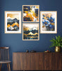 Abstract Blue & Gold Wall Art Prints – Modern Mountain & Floral Canvas Painting Set for Living Room, Bedroom & Office Décor | Handmade Art from India ( 36X24 Inches ) (BLACKLUXE CRAFTS) - BLACKLUXECRAFTS