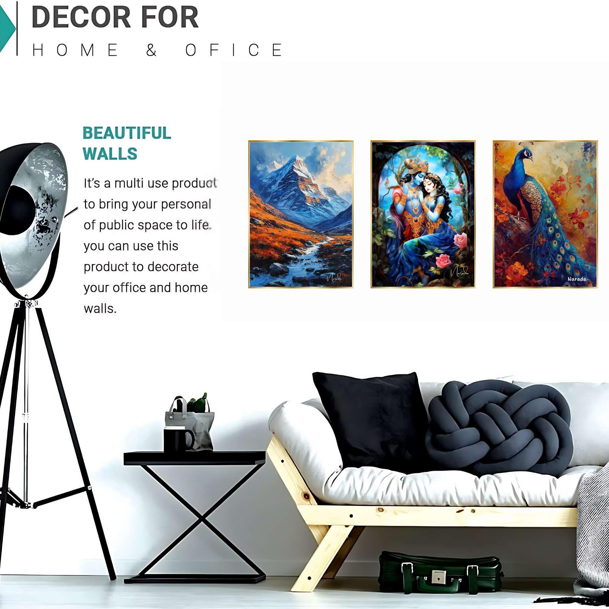 BLACKLUXE LIFESTYLE LTD Set of Three Wall Paintings for Wall Dacoration Golden Framed Wall Paintings for Living Room & Bedroom Wall Art for Home Decoration & Office Wall Décor - BLACKLUXECRAFTS