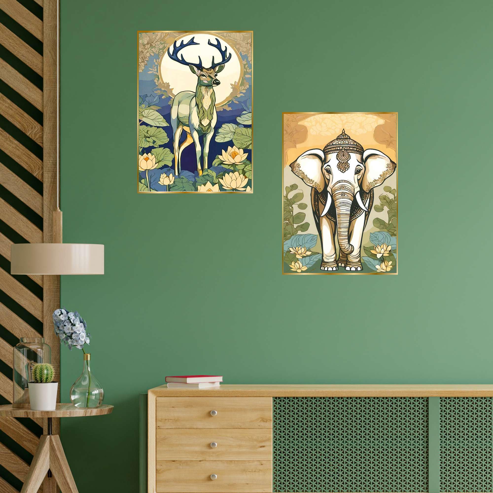 BLACKLUXE LIFESTYLE LTD Set of Two Wall Paintings for Wall Dacoration Golden Framed Wall Paintings for Living Room & Bedroom Wall Art for Home Decoration & Office Wall Décor - BLACKLUXECRAFTS