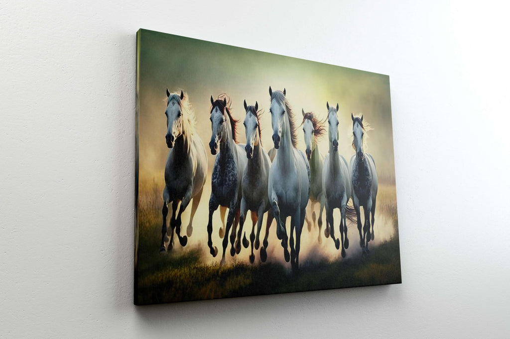 BLACKLUXE LIFESTYLE LTD Seven Horse Painting For Wall Decoration With Frame Canvas Painting For Living Room Bedroom Home Office & Hotels - BLACKLUXECRAFTS