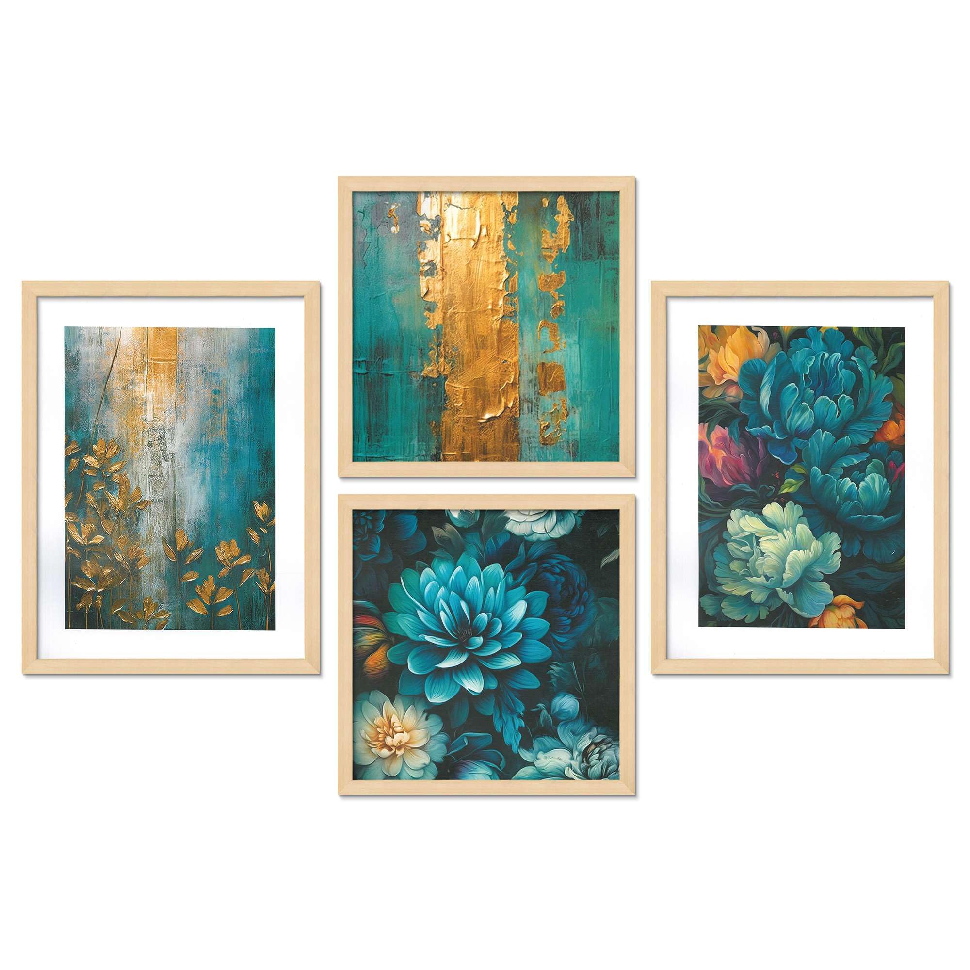 Luxury Teal & Gold Floral Wall Art Set – Modern Abstract Botanical Canvas Prints for Living Room, Bedroom & Office Décor | Handmade in India
( 36X24 Inches ) (BLACKLUXE CRAFTS) - BLACKLUXECRAFTS