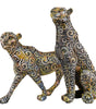 Handmade Colorful Leopard Figurines Set – Artistic Resin Cheetah Statues with Intricate Carved Patterns for Modern Home Décor Set Of Two (BLACKLUXE CRAFTS) - BLACKLUXECRAFTS
