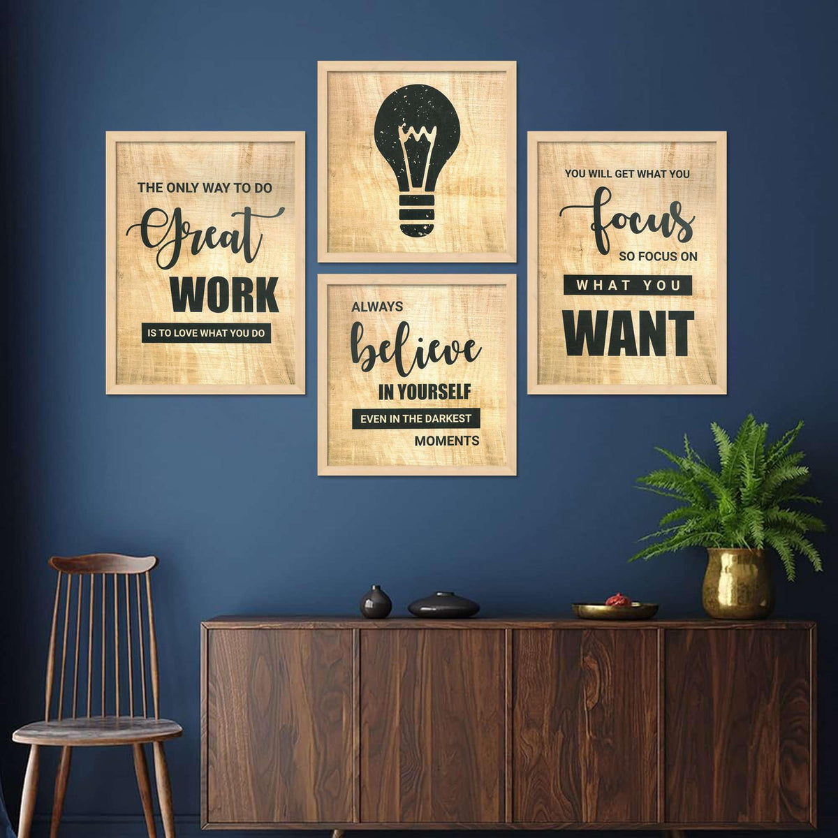Motivational Quote Wall Art Prints – Inspirational Typography Canvas Set for Office, Living Room & Bedroom | Modern Positive Quote Décor | Handmade in India ( 36X24 Inches ) (BLACKLUXE CRAFTS) - BLACKLUXECRAFTS