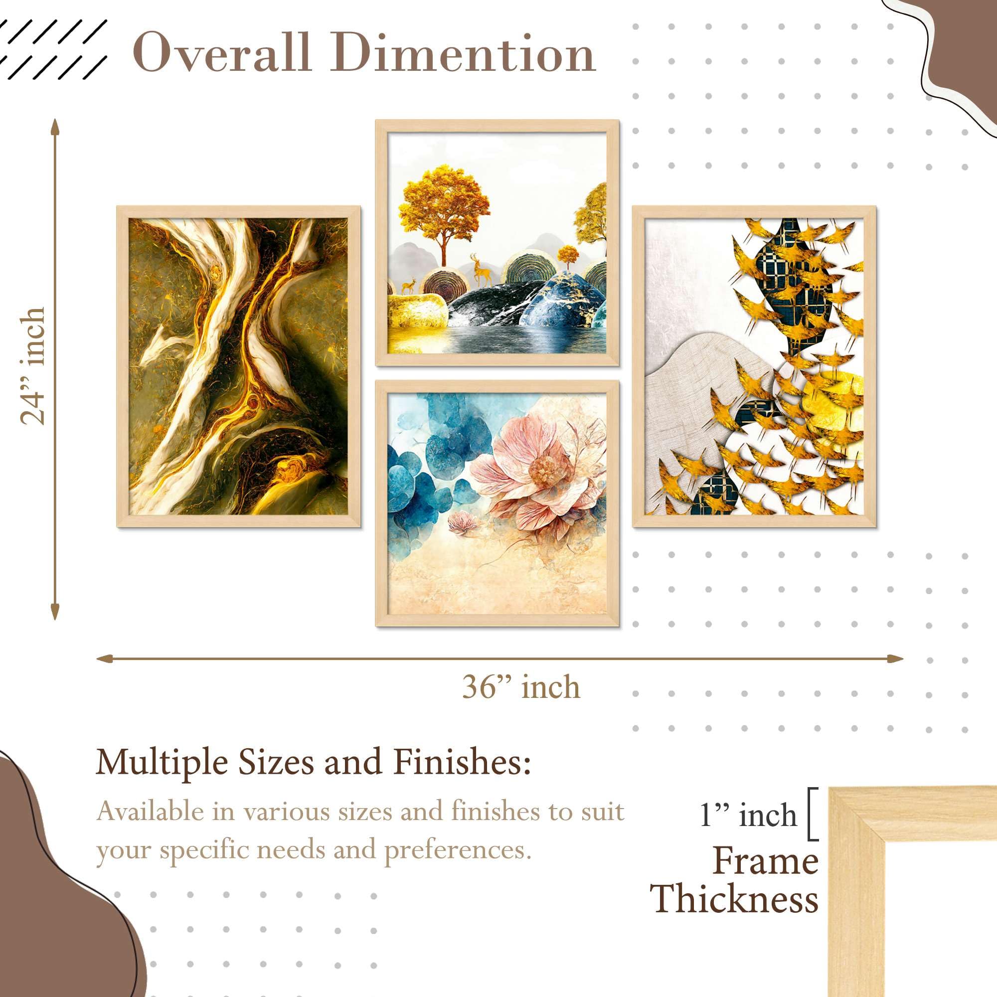 Abstract Nature Wall Art Set of 4 | Golden Tree, Floral & Modern Canvas Prints | Luxury Framed Artwork for Living Room, Bedroom & Office Decor
( 36X24 Inches ) (BLACKLUXE CRAFTS) - BLACKLUXECRAFTS