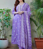 Elegant Lavender Cotton Anarkali Kurta Set with Dupatta – Hand Embroidered Ethnic Wear for Women (BLACKLUXE CRAFTS) - BLACKLUXECRAFTS