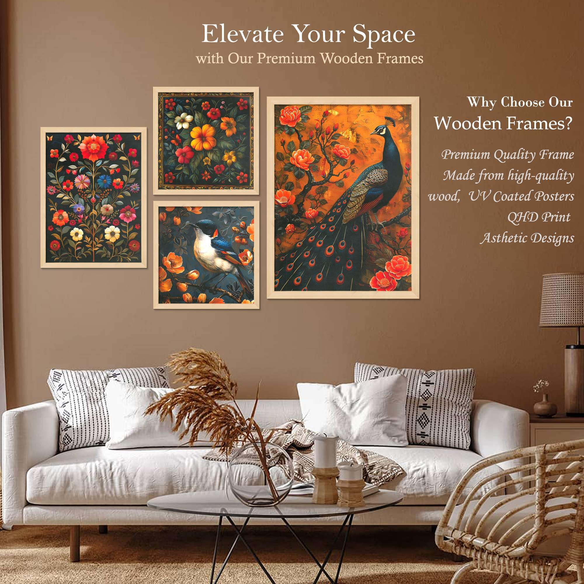 Peacock & Floral Wall Art Set of 4 | Elegant Bird and Flower Canvas Prints | Luxury Nature Wall Decor for Living Room, Bedroom & Office
( 36X24 Inches ) (BLACKLUXE CRAFTS) - BLACKLUXECRAFTS