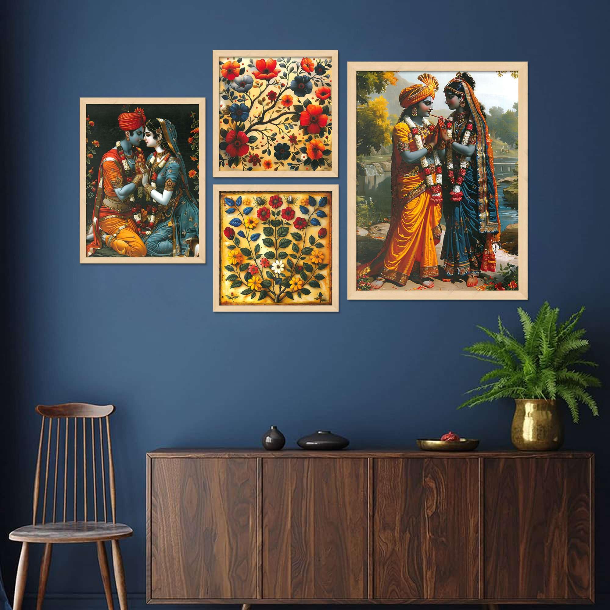 Radha Krishna Wall Art Set – Traditional Indian Spiritual Canvas Paintings | Hindu God Home Decor for Living Room, Bedroom & Office – Handmade in India
( 36X24 Inches ) (BLACKLUXE CRAFTS) - BLACKLUXECRAFTS