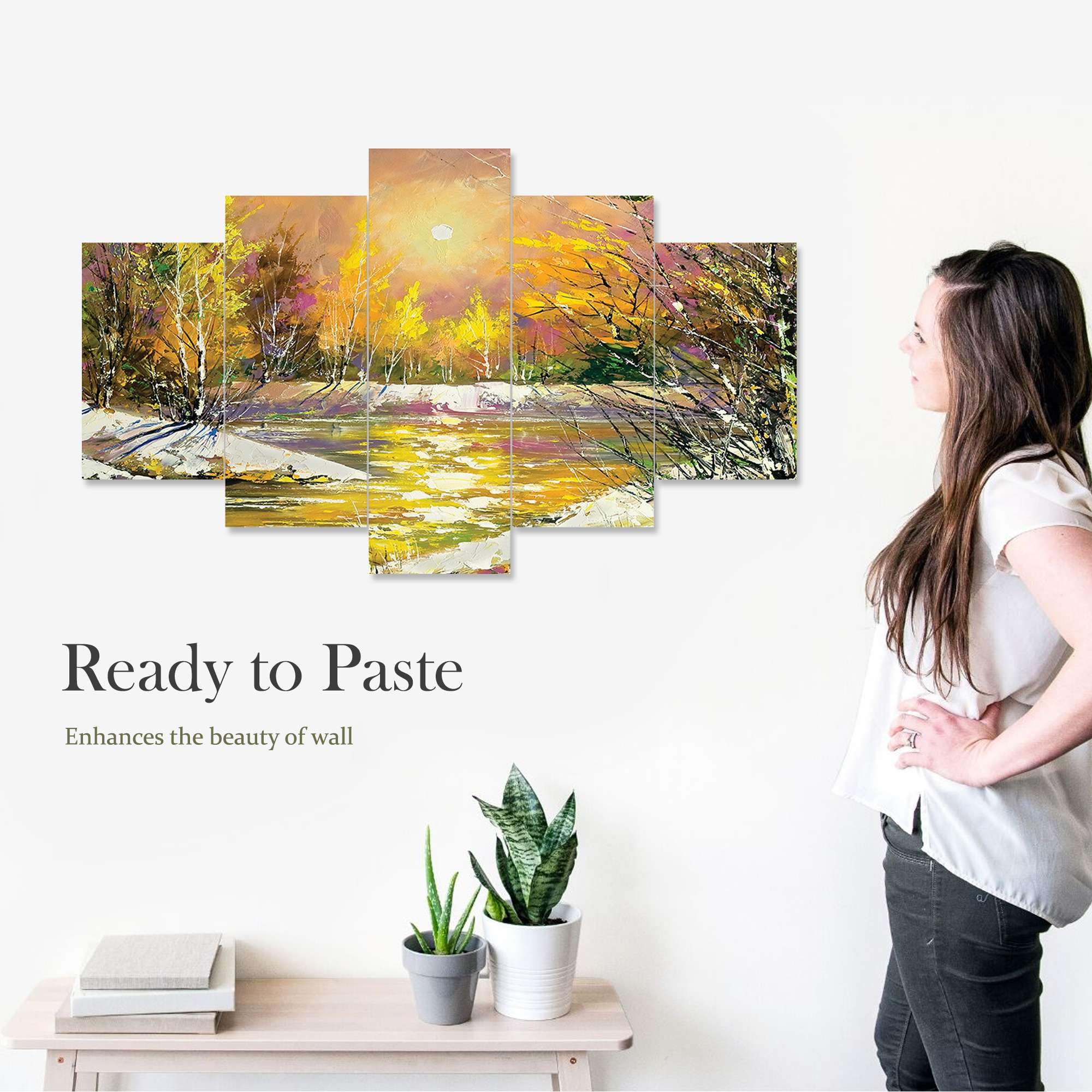 BLACKLUXE LIFESTYLE LTD Set of Five MDF Framed 3D Wall Painting for Home Decoration, Big Size Painting for Living Room, Bedroom (17x30 inches) WE 44 - BLACKLUXECRAFTS