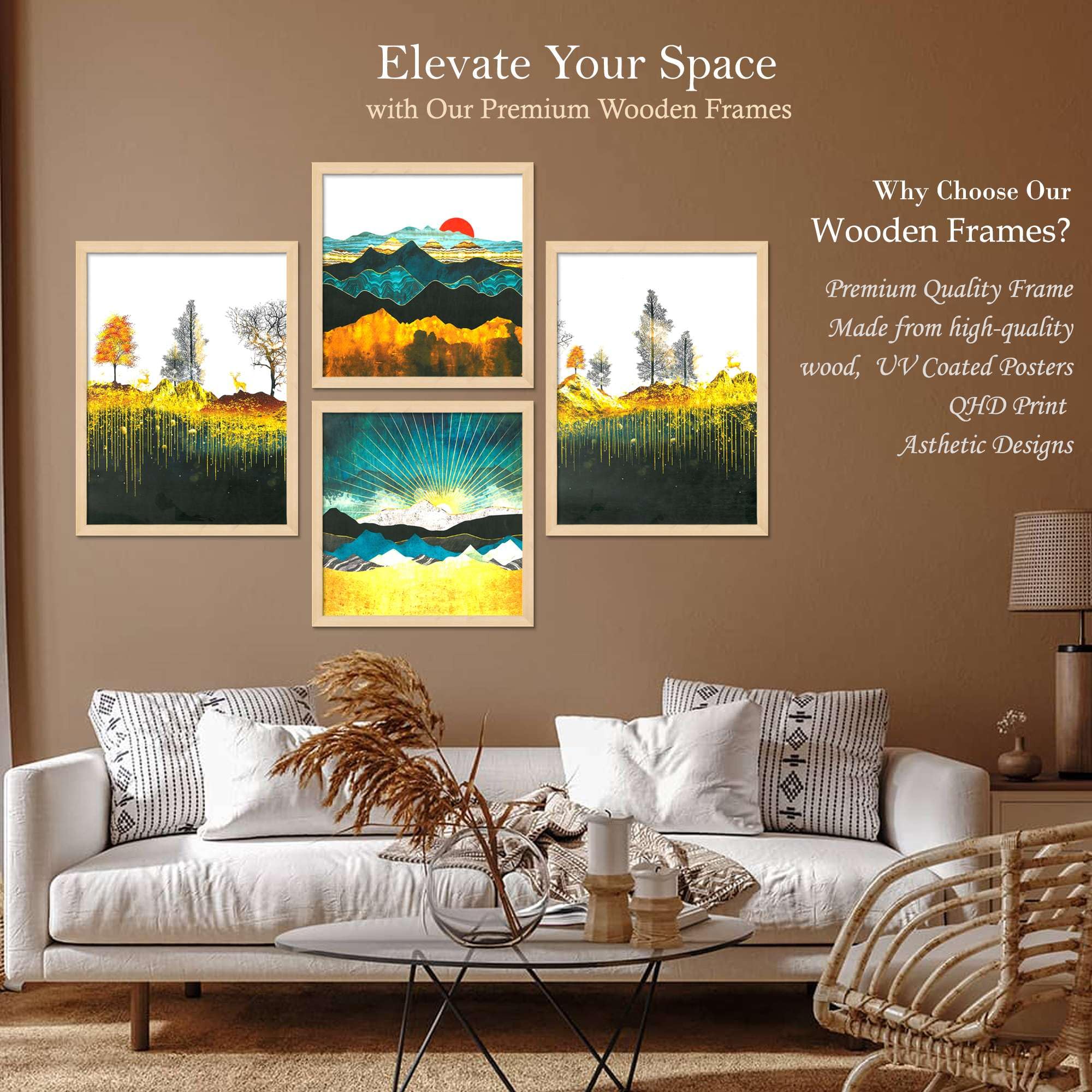 Mountain Landscape Wall Art Set of 4 | Golden Sunrise & Nature Prints | Modern Framed Artwork for Living Room, Bedroom & Office Decor
( 36X24 Inches ) (BLACKLUXE CRAFTS) - BLACKLUXECRAFTS