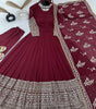 Maroon Anarkali Gown with Heavy Golden Embroidery & Dupatta | Designer Indian Pakistani Wedding Dress for Women (BLACKLUXE CRAFTS) - BLACKLUXECRAFTS