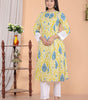 Women's Cotton Printed Mandarin Collar A-Line Kurti with Pant (Lemon) (BLACKLUXE CRAFTS) - BLACKLUXECRAFTS
