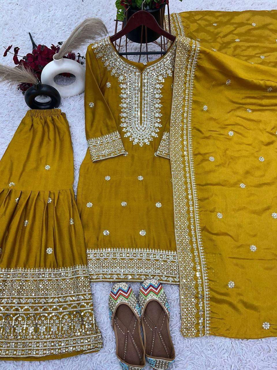 Black Embroidered Sharara Suit with Dupatta | Designer Indian Ethnic Wear | Party & Wedding Outfit for Women (BLACKLUXE CRAFTS) - BLACKLUXECRAFTS