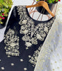 Women's Faux Georgette Embroidered Kurti With Sharara & Dupatta Set with Lace Border (BLACKLUXE CRAFTS) - BLACKLUXECRAFTS