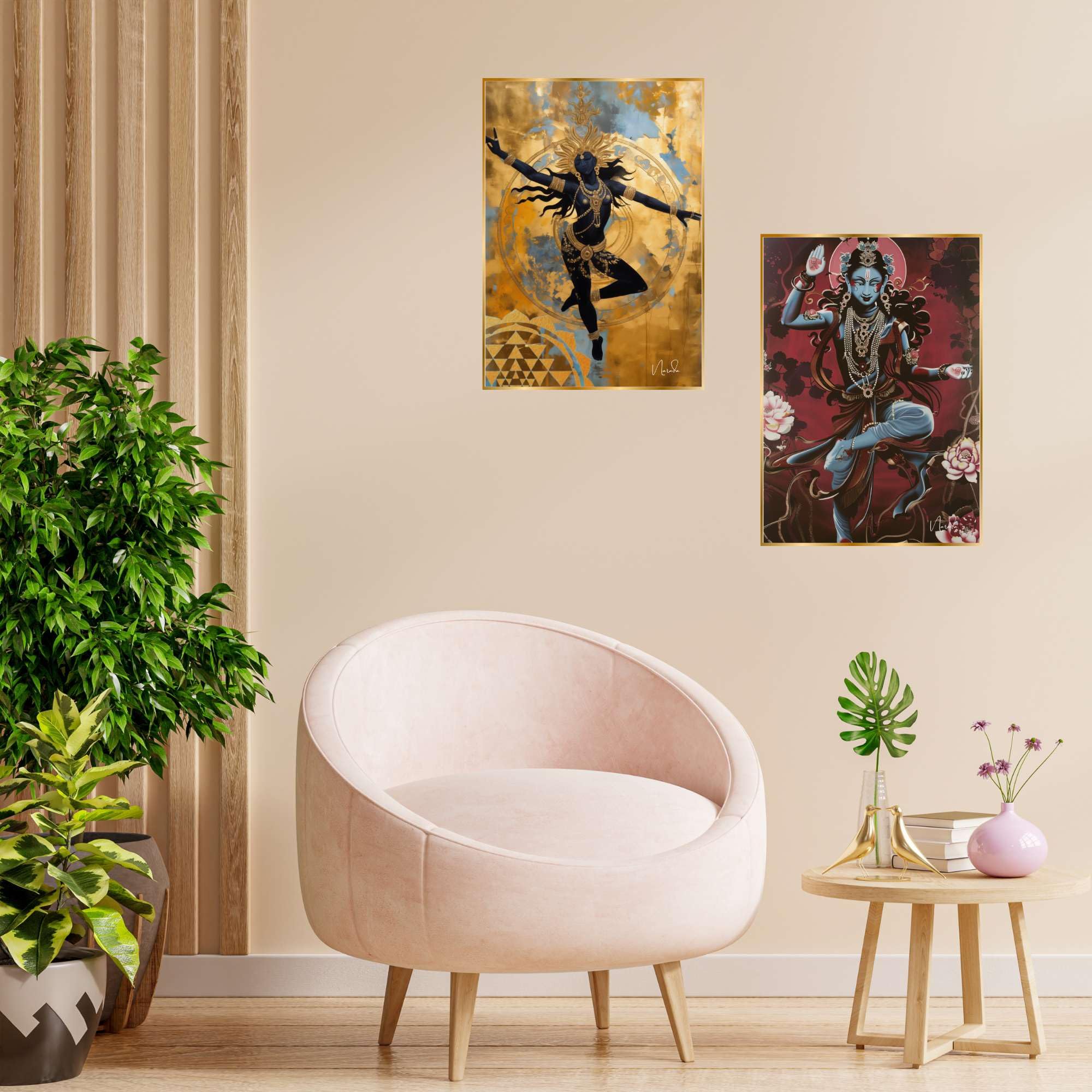 BLACKLUXE LIFESTYLE LTD Set of Two Wall Paintings for Wall Dacoration Golden Framed Wall Paintings for Living Room & Bedroom Wall Art for Home Decoration & Office Wall Décor - BLACKLUXECRAFTS
