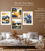 Abstract Blue & Gold Wall Art Prints – Modern Mountain & Floral Canvas Painting Set for Living Room, Bedroom & Office Décor | Handmade Art from India ( 36X24 Inches ) (BLACKLUXE CRAFTS) - BLACKLUXECRAFTS