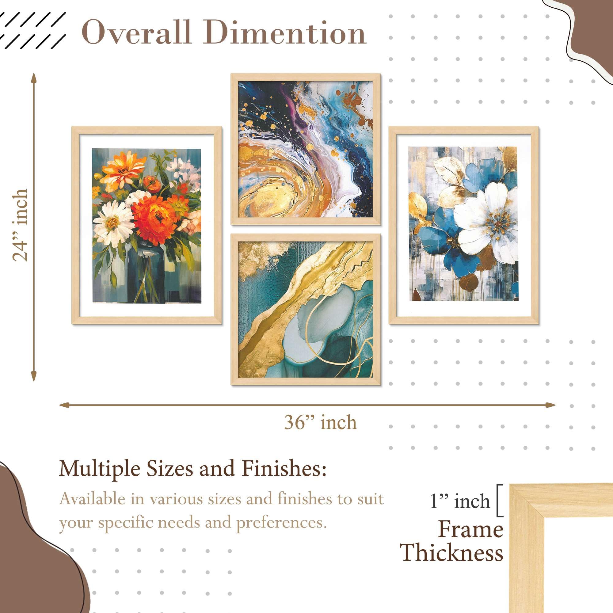 Floral & Abstract Wall Art Prints – Modern Blue Gold Canvas Painting Set for Living Room, Bedroom & Office Décor | Handmade Wall Art from India
( 36X24 Inches ) (BLACKLUXE CRAFTS) - BLACKLUXECRAFTS