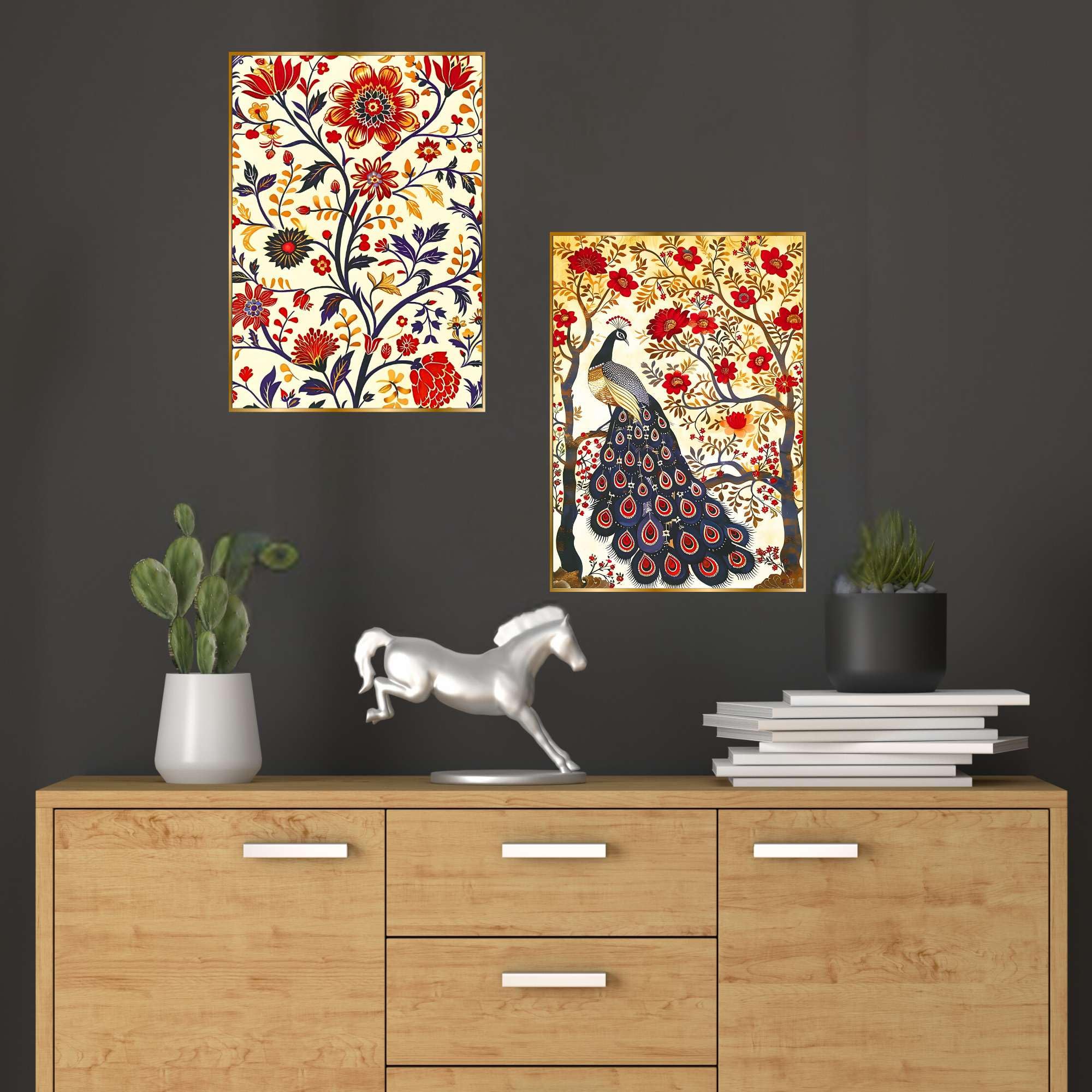 BLACKLUXE LIFESTYLE LTD Set of Two Wall Paintings for Wall Dacoration Golden Framed Wall Paintings for Living Room & Bedroom Wall Art for Home Decoration & Office Wall Décor - BLACKLUXECRAFTS