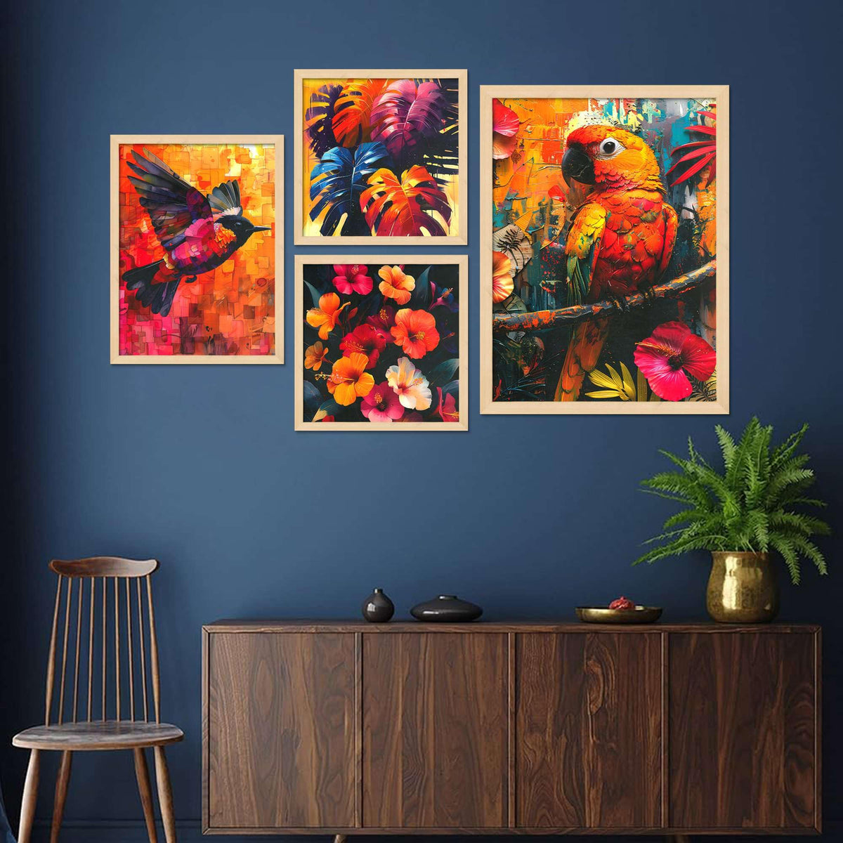 Tropical Parrot Wall Art Set of 4 | Colorful Bird & Floral Canvas Prints | Exotic Jungle Theme Home Decor for Living Room, Bedroom & Office
( 36X24 Inches ) (BLACKLUXE CRAFTS) - BLACKLUXECRAFTS