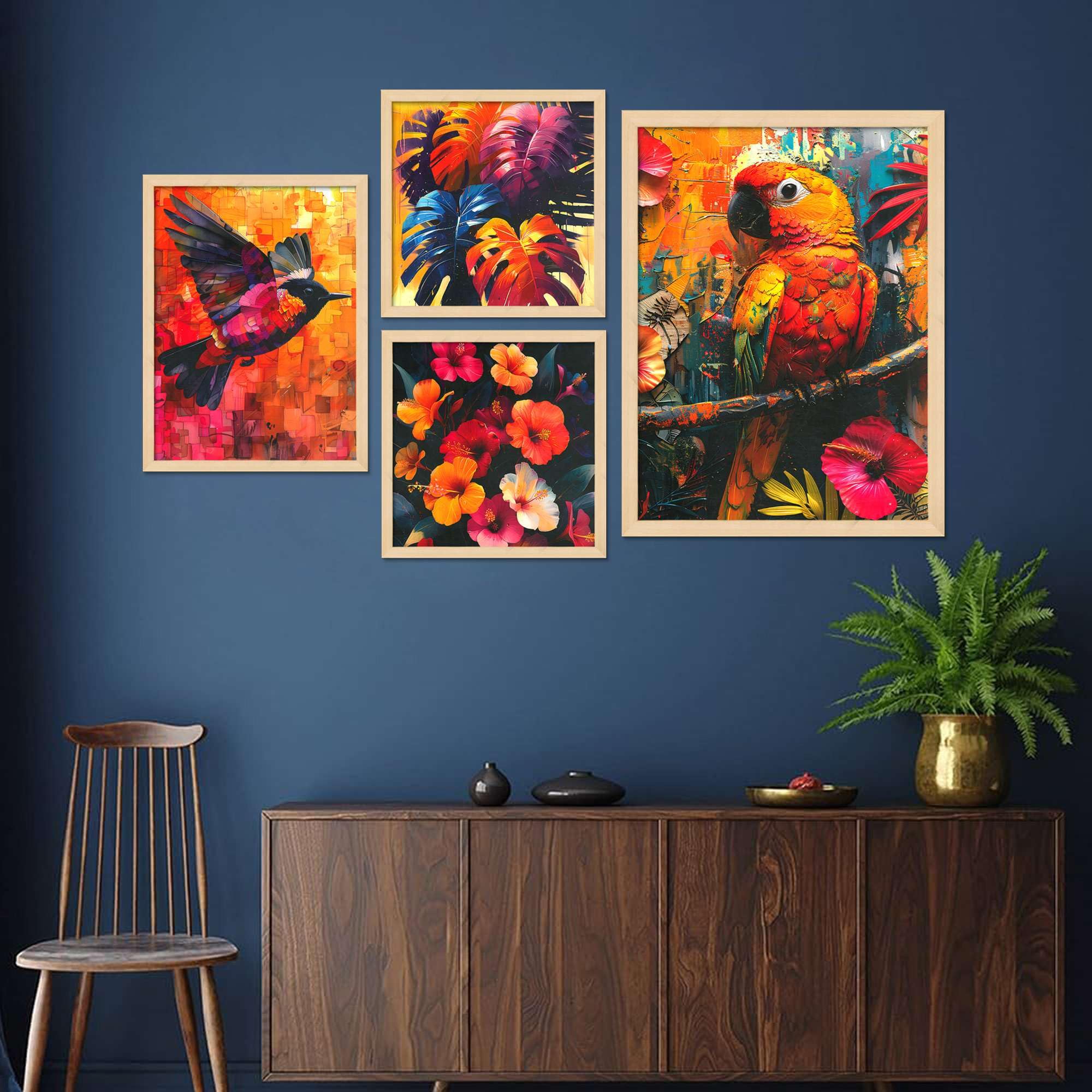 Tropical Parrot Wall Art Set of 4 | Colorful Bird & Floral Canvas Prints | Exotic Jungle Theme Home Decor for Living Room, Bedroom & Office
( 36X24 Inches ) (BLACKLUXE CRAFTS) - BLACKLUXECRAFTS