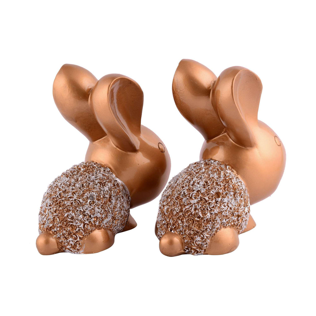 Handmade Golden Bunny Couple Figurines – Luxury Resin Rabbit Statues for Home Décor, Living Room, Office & Gifting (BLACKLUXE CRAFTS) - BLACKLUXECRAFTS