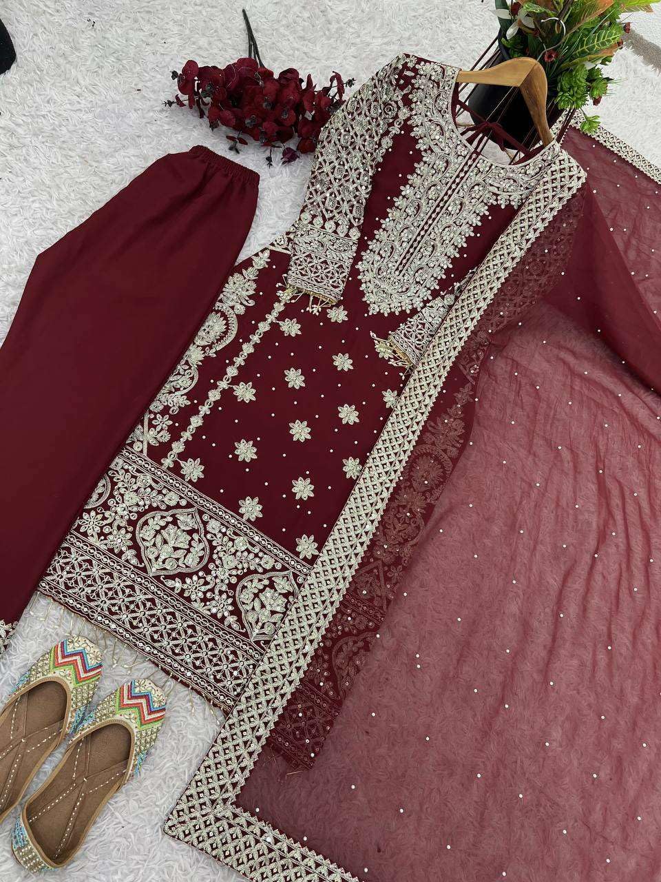 Black Embroidered Pakistani Suit with Heavy Silver Zari & Sequin Work | Designer Salwar Kameez with Dupatta for Women (BLACKLUXE CRAFTS) - BLACKLUXECRAFTS