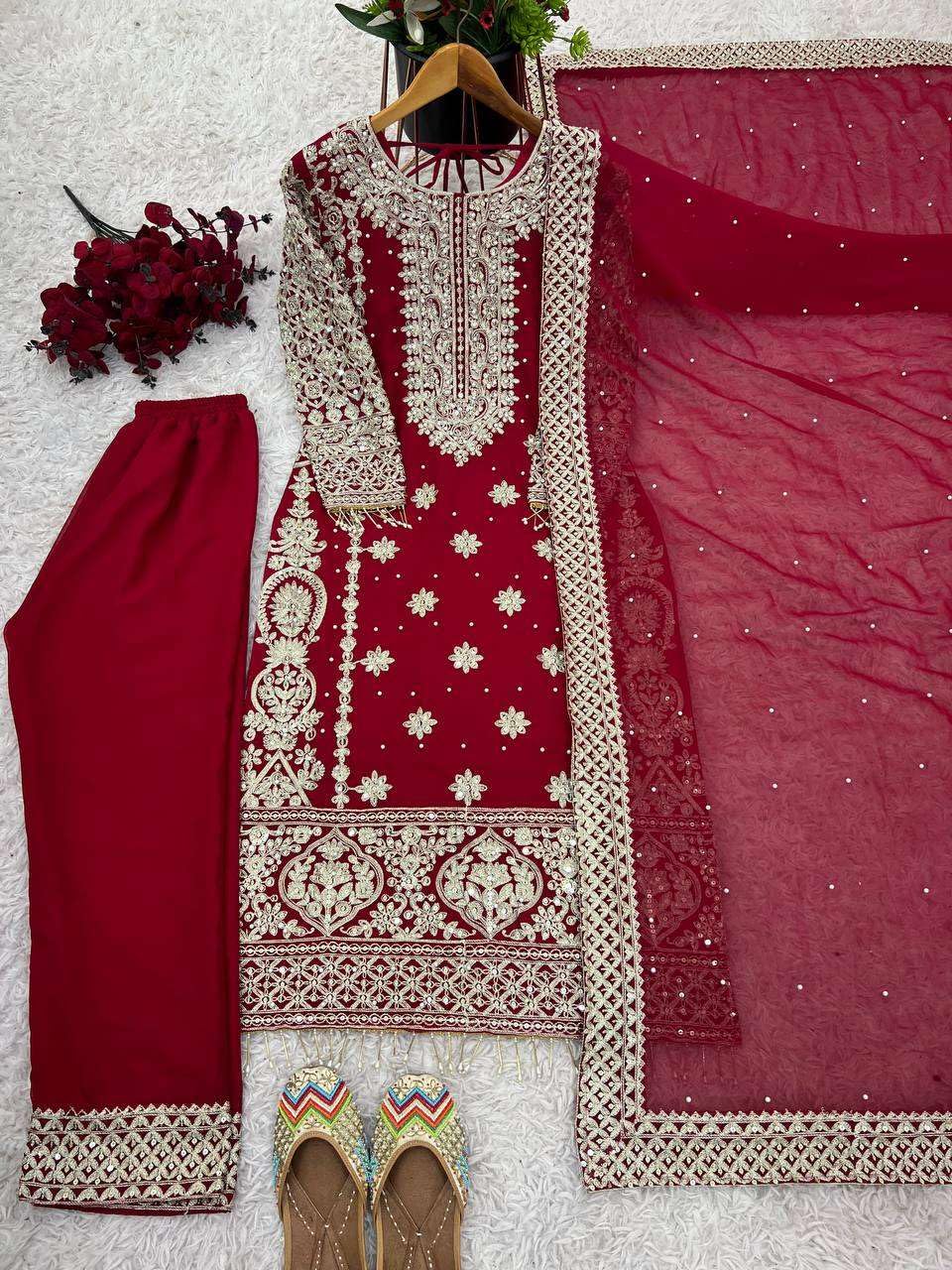 Black Embroidered Pakistani Suit with Heavy Silver Zari & Sequin Work | Designer Salwar Kameez with Dupatta for Women (BLACKLUXE CRAFTS) - BLACKLUXECRAFTS