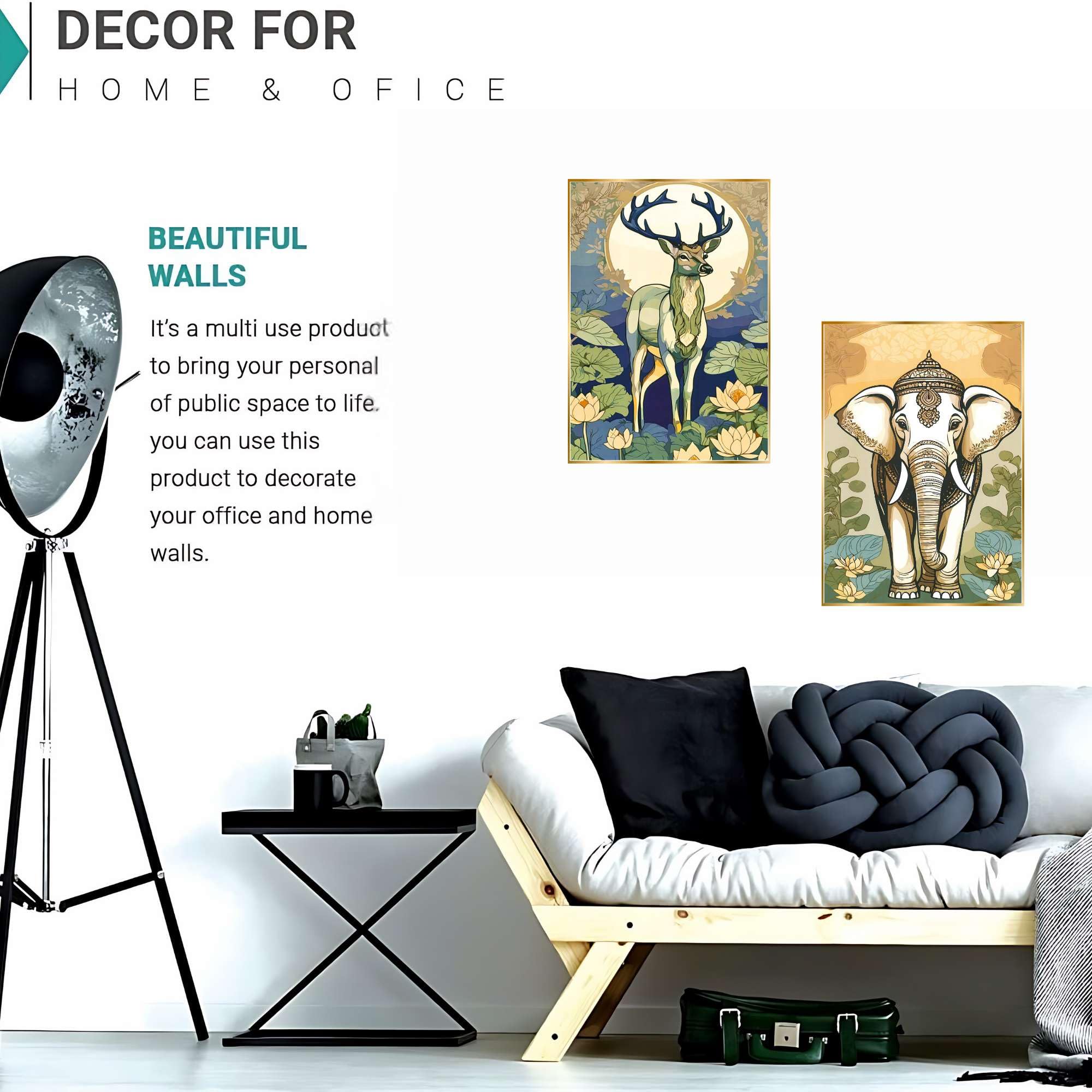 BLACKLUXE LIFESTYLE LTD Set of Two Wall Paintings for Wall Dacoration Golden Framed Wall Paintings for Living Room & Bedroom Wall Art for Home Decoration & Office Wall Décor - BLACKLUXECRAFTS