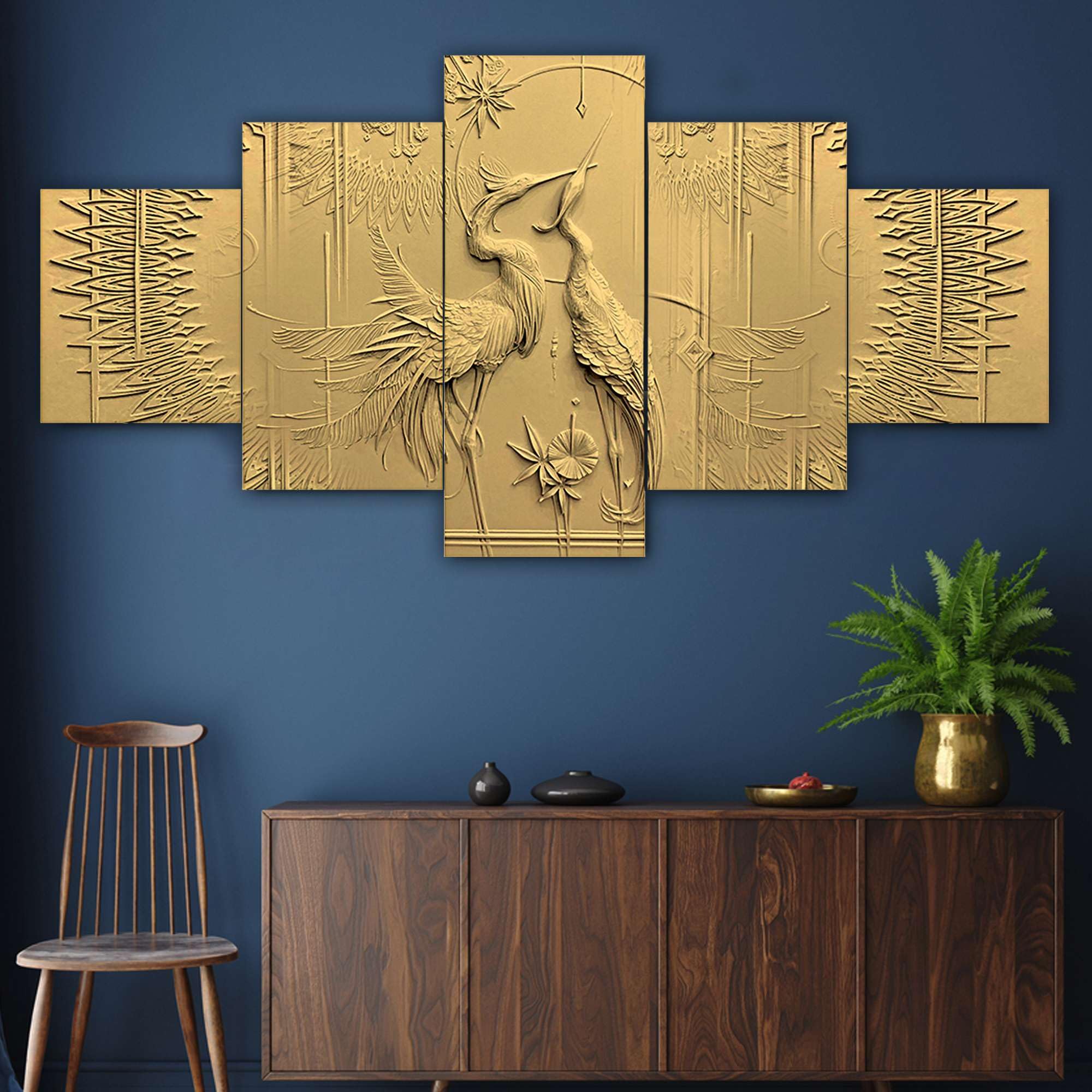 BLACKLUXE LIFESTYLE LTD Set of Five MDF Framed 3D Wall Painting for Home Decoration, Big Size Painting for Living Room, Bedroom (17x30 inches) WE 29 - BLACKLUXECRAFTS