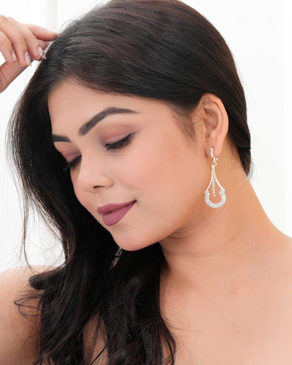 Silver Crystal Drop Dangle Earrings Elegant Long Statement Earrings for Women (BLACKLUXE CRAFTS) - BLACKLUXECRAFTS