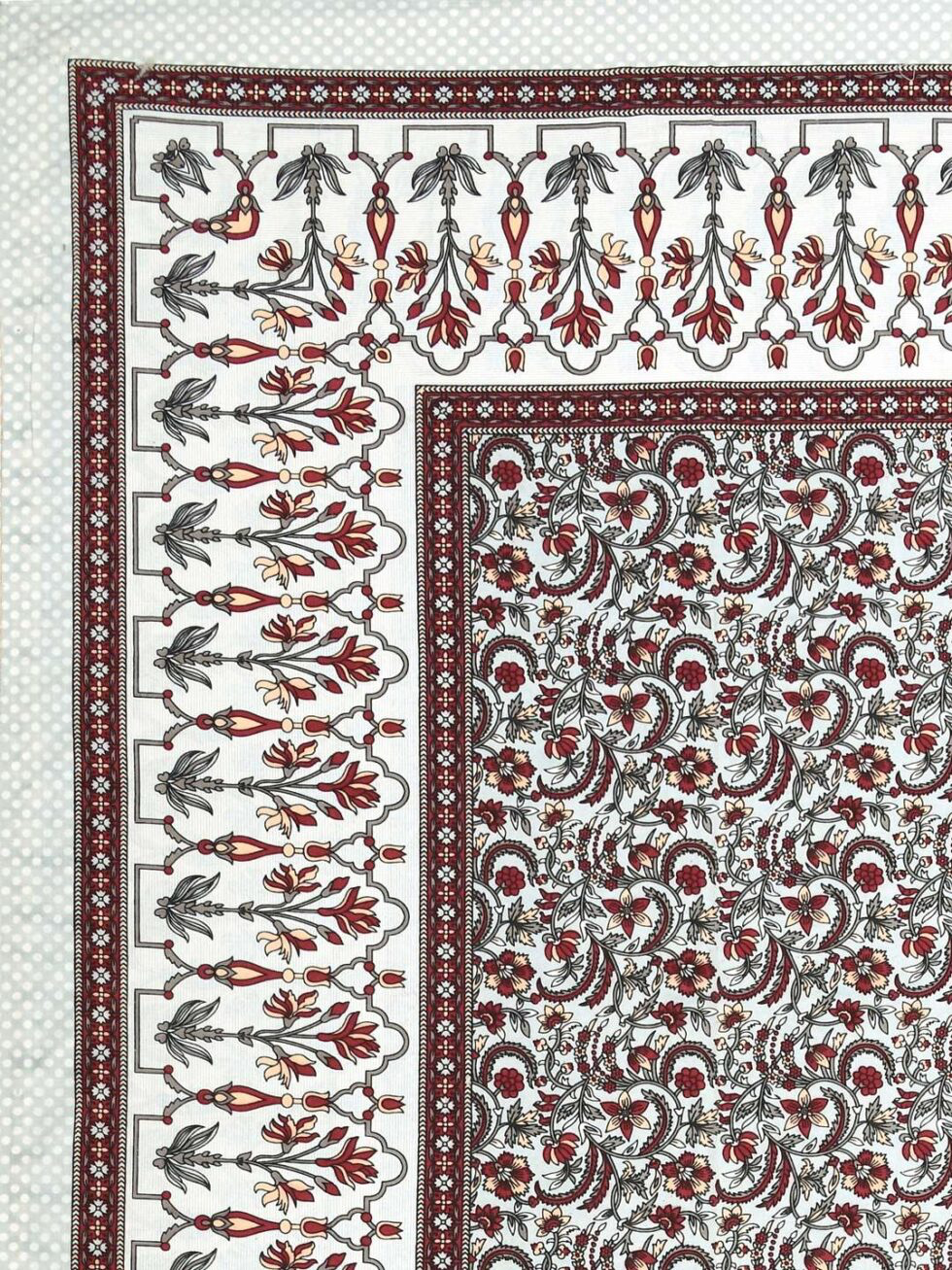 Handmade Cotton Bedsheet Set with Pillow Covers – Traditional Floral Block Print | King Size Bedspread | Ethically Made in India (BLACKLUXE CRAFTS) - BLACKLUXECRAFTS