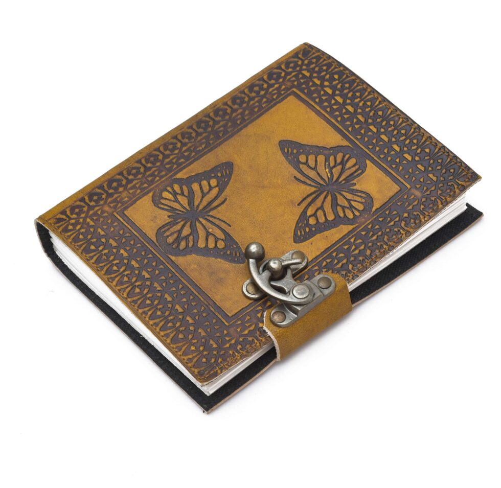 Handmade Leather Journal with Butterfly Design – Vintage Lock Diary for Writing & Gifting  (BLACKLUXE CRAFTS) - BLACKLUXECRAFTS