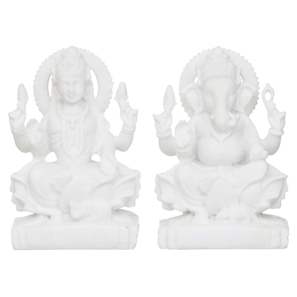 White Marble Finish Lord Ganesha & Goddess Lakshmi Idol Set | Hindu God Statues for Home Décor & Puja
(BLACKLUXE CRAFTS) - BLACKLUXECRAFTS