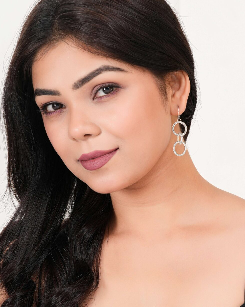 Double Circle Crystal Drop Earrings Sparkling Rhinestone Dangle Jewelry for Women (BLACKLUXE CRAFTS) - BLACKLUXECRAFTS