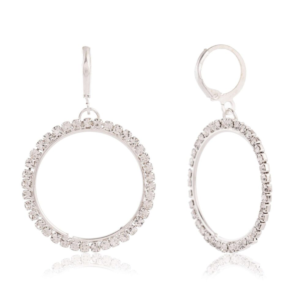 Elegant Crystal Hoop Earrings Sparkling Silver Rhinestone Circle Dangle Jewelry for Women (BLACKLUXE CRAFTS) - BLACKLUXECRAFTS