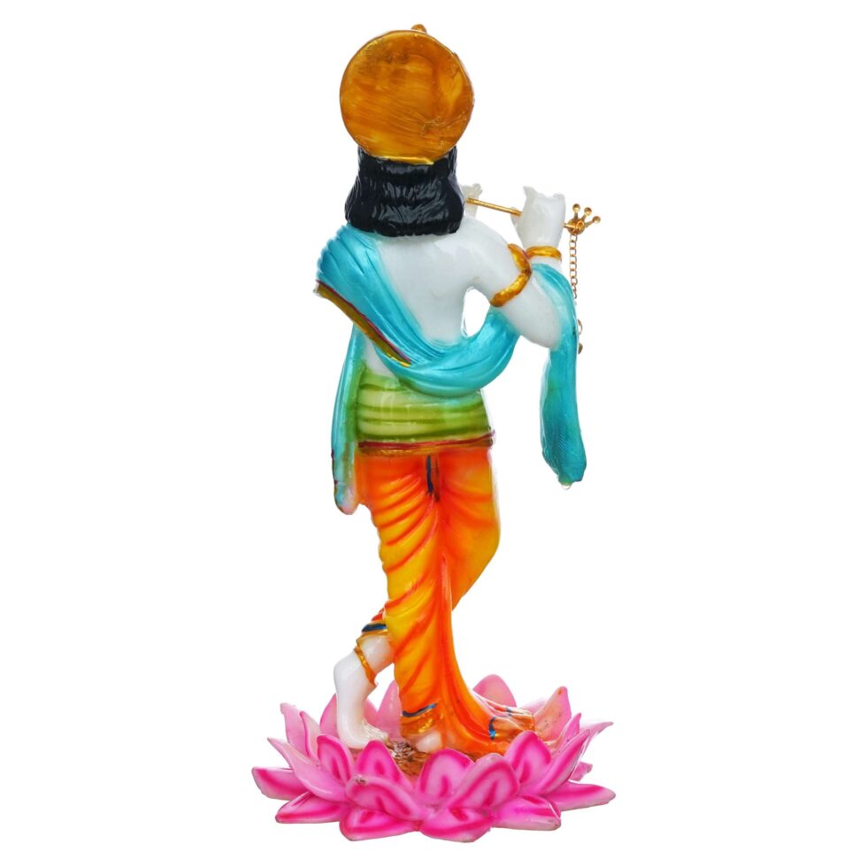 Lord Krishna Playing Flute Idol on Lotus | Hindu God Statue for Home Décor & Puja (BLACKLUXE CRAFTS) - BLACKLUXECRAFTS