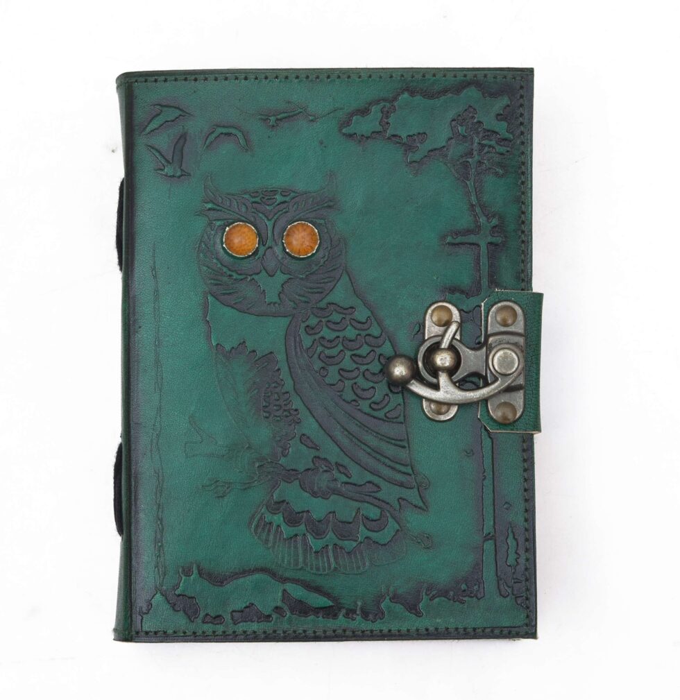 Vintage Owl Leather Notebook with Lock | Handmade Journal Diary for Writing, Sketching & Gifting (BLACKLUXE CRAFTS) - BLACKLUXECRAFTS
