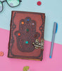 Hamsa Hand Leather Journal – Handmade Notebook with 7 Chakra Stones & Vintage Lock | Spiritual Boho Diary, Wiccan Grimoire, Reiki Gift (BLACKLUXE CRAFTS) - BLACKLUXECRAFTS