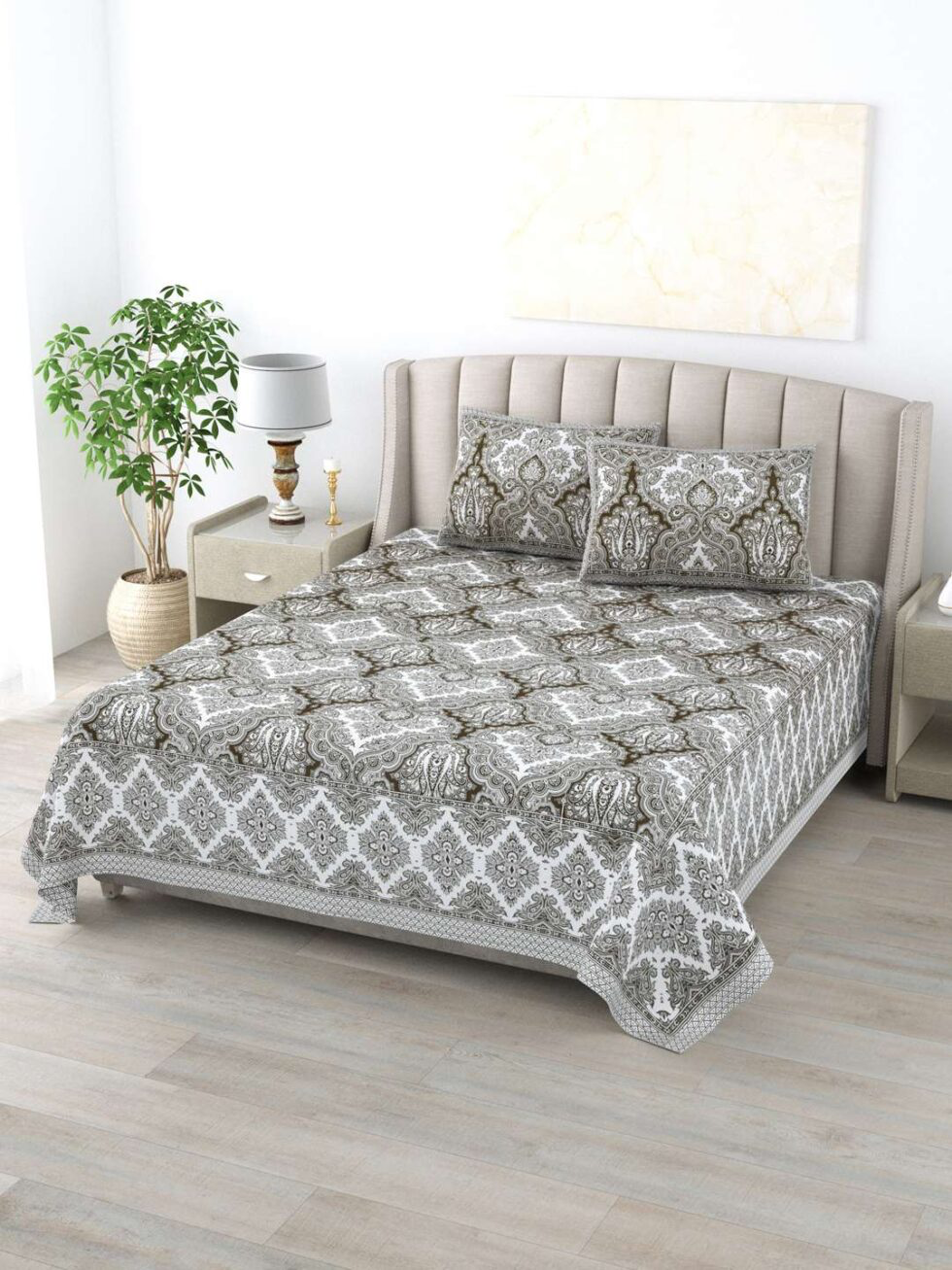 Handmade Cotton Bedsheet with Pillow Covers – Traditional Indian Block Print | King Size Bedspread for Home & Bedroom Decor (BLACKLUXE CRAFTS) - BLACKLUXECRAFTS