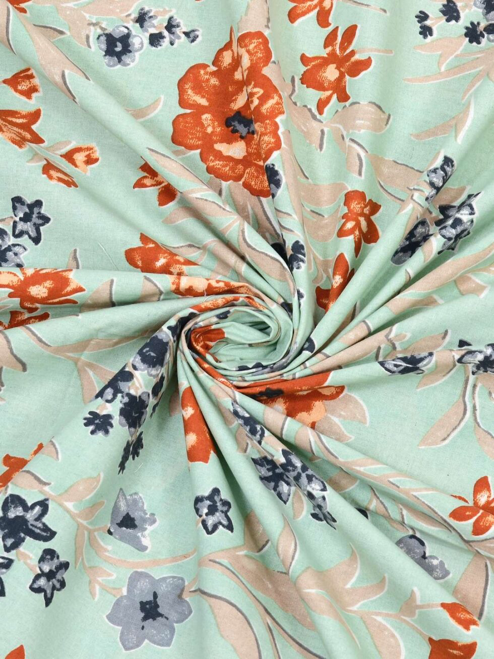 Handmade Indian Cotton Bedsheet with Pillow Covers – Aqua Green Floral Block Print King Size Bedspread – Ethnic Jaipuri Home Décor (BLACKLUXE CRAFTS) - BLACKLUXECRAFTS