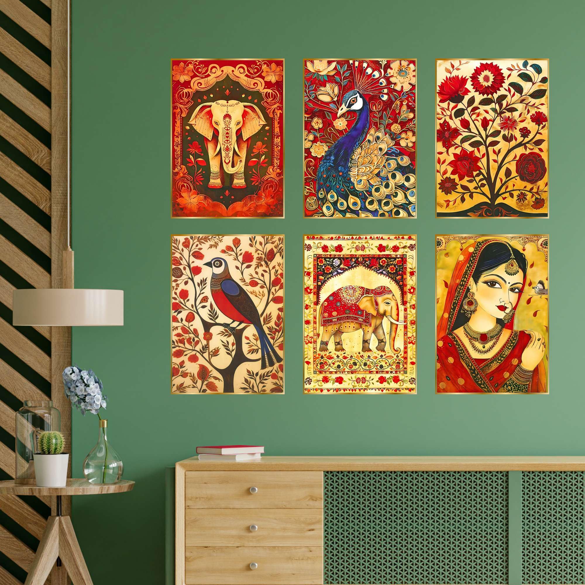 BLACKLUXE LIFESTYLE LTD Set of Six Wall Paintings for Wall Dacoration Golden Framed Wall Paintings for Living Room & Bedroom Wall Art for Home Decoration & Office Wall Décor - BLACKLUXECRAFTS