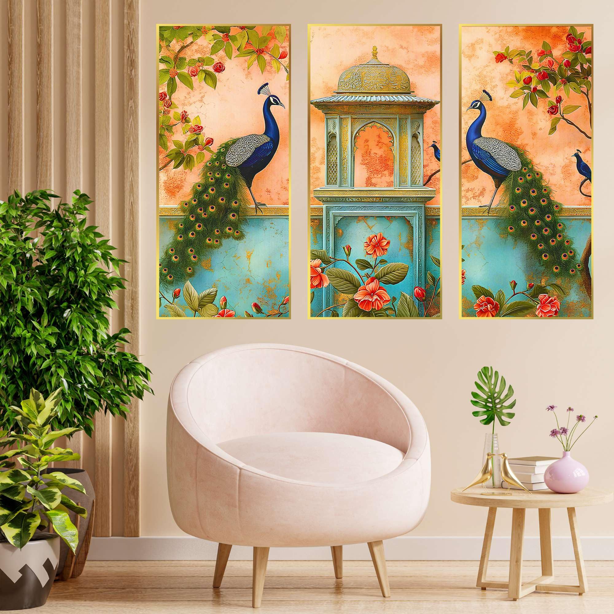 BLACKLUXE LIFESTYLE LTD Set of Three large Wall Paintings for Wall Dacoration Golden Framed Wall Paintings for Living Room & Bedroom Wall Art for Home Decoration & Office Wall Décor - BLACKLUXECRAFTS