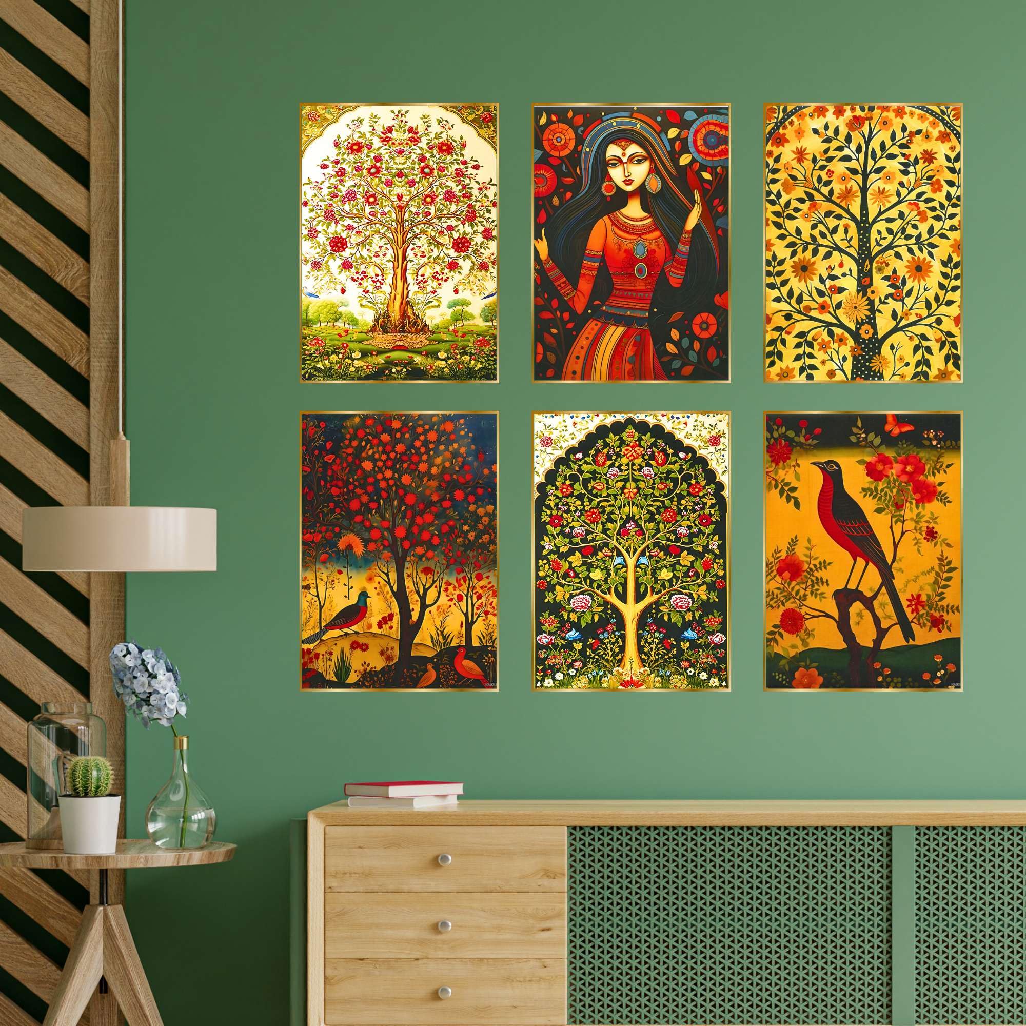 BLACKLUXE LIFESTYLE LTD Set of Six Wall Paintings for Wall Dacoration Golden Framed Wall Paintings for Living Room & Bedroom Wall Art for Home Decoration & Office Wall Décor - BLACKLUXECRAFTS