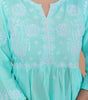 Women's Rayon Embroidered vcut Collar Anarkali Kurti with Pant (Sky Blue) (BLACKLUXE CRAFTS) - BLACKLUXECRAFTS