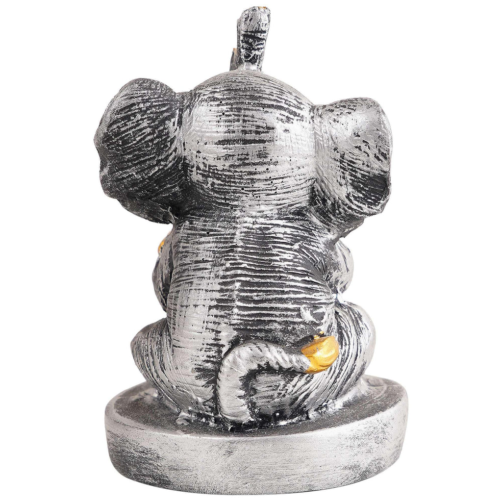 Silver Elephant Harp Figurine – Handcrafted Resin Musician Elephant Statue for Home Décor & Spiritual Gift (BLACKLUXE CRAFTS) - BLACKLUXECRAFTS