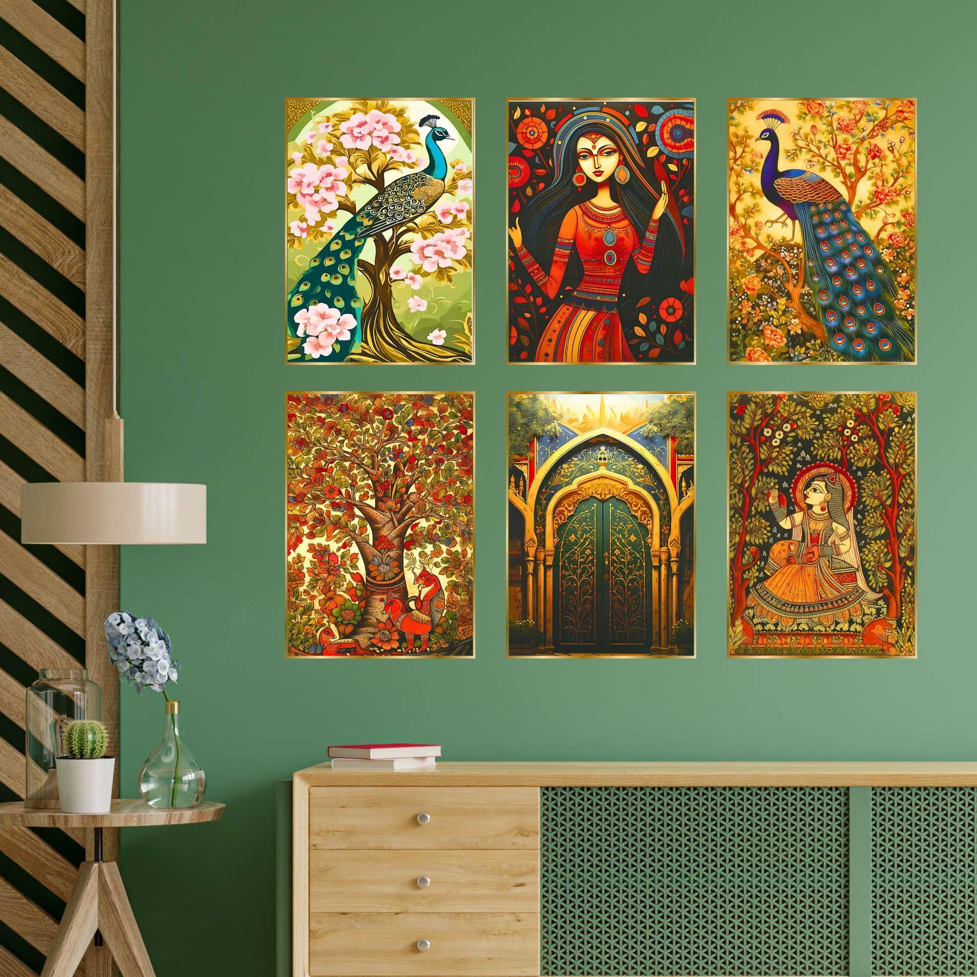 BLACKLUXE LIFESTYLE LTD Set of Six Wall Paintings for Wall Dacoration Golden Framed Wall Paintings for Living Room & Bedroom Wall Art for Home Decoration & Office Wall Décor - BLACKLUXECRAFTS