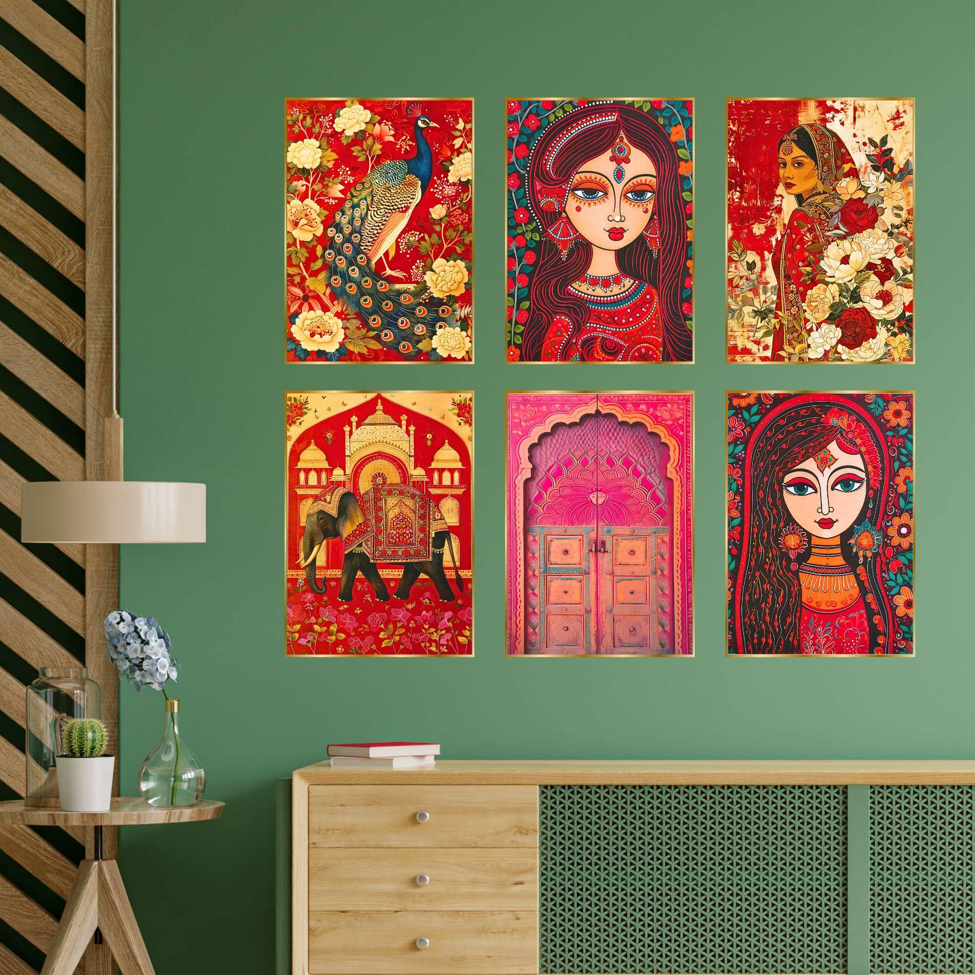 BLACKLUXE LIFESTYLE LTD Set of Six Wall Paintings for Wall Dacoration Golden Framed Wall Paintings for Living Room & Bedroom Wall Art for Home Decoration & Office Wall Décor - BLACKLUXECRAFTS