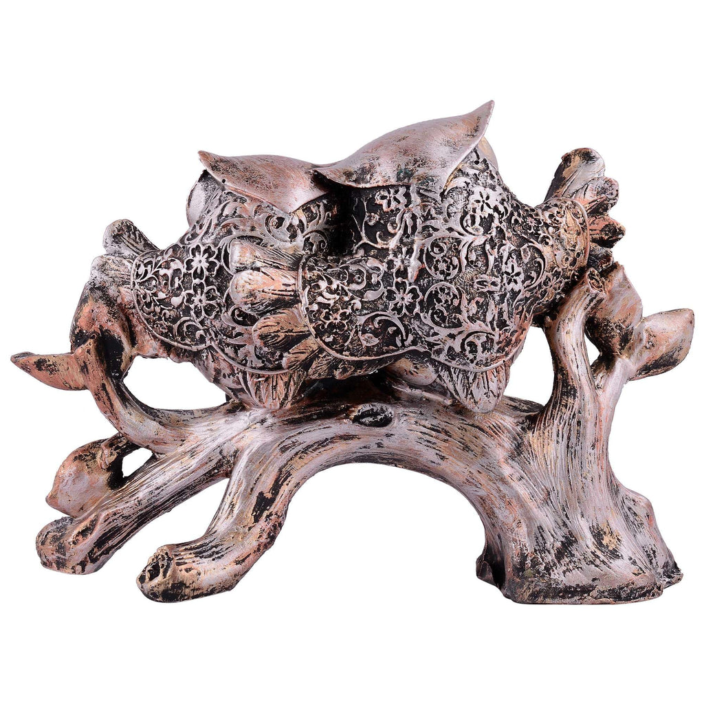 Vintage Twin Owl Figurine on Tree Branch – Handcrafted Resin Owl Statue for Home Décor & Gifting (BLACKLUXE CRAFTS) - BLACKLUXECRAFTS