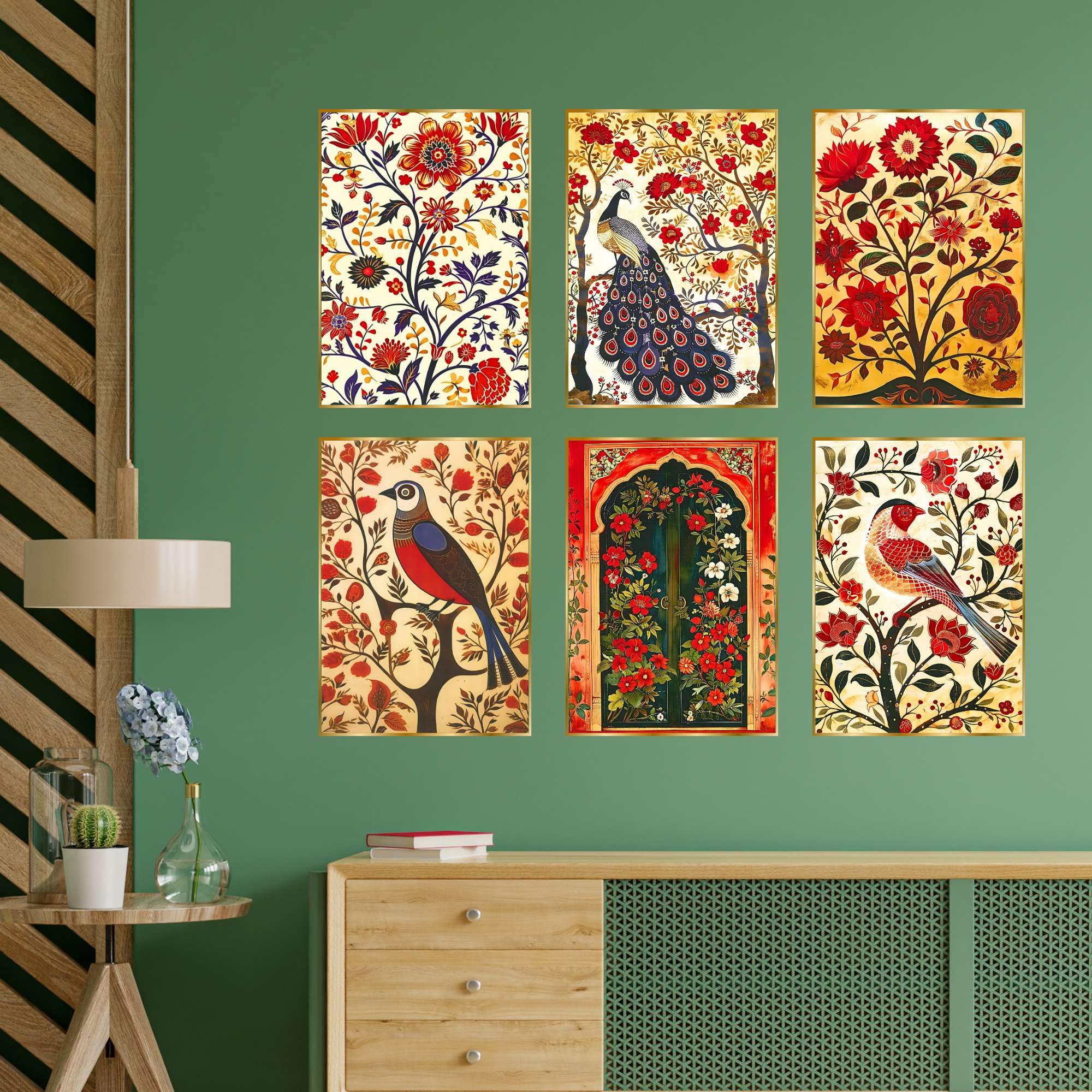 BLACKLUXE LIFESTYLE LTD Set of Six Wall Paintings for Wall Dacoration Golden Framed Wall Paintings for Living Room & Bedroom Wall Art for Home Decoration & Office Wall Décor - BLACKLUXECRAFTS