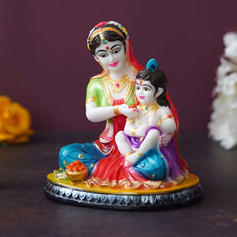 Mother Yashoda with Baby Krishna Idol | Hindu God Figurine | Spiritual Home Décor Gift (BLACKLUXE CRAFTS) - BLACKLUXECRAFTS